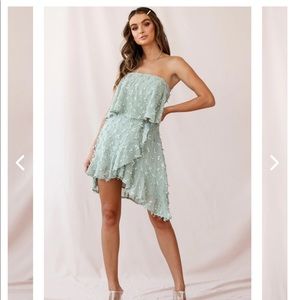 Selfie Leslie — BEL AIR EMBELLISHED BANDEAU DRESS SAGE